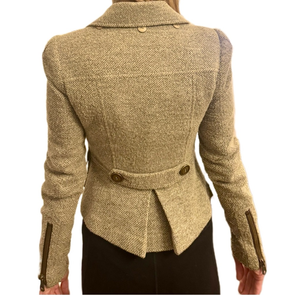 Nanette Lepore Women's d’Orsay’ Tan Tweed Jacket XS w/ Unique Details - Picture 6 of 12